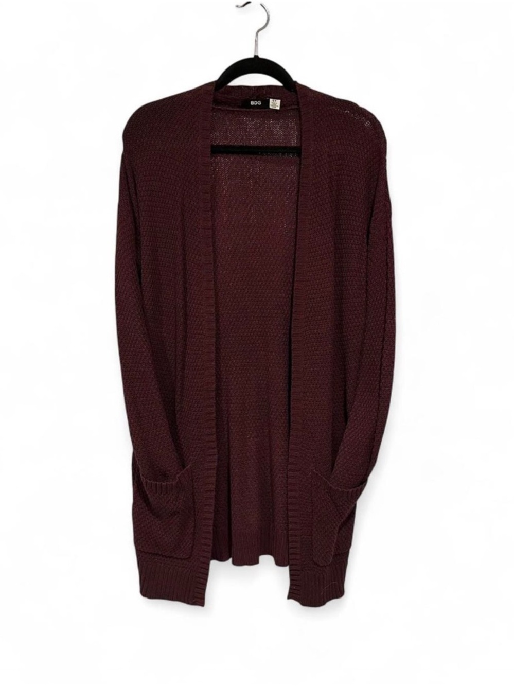 Women’s BDG Long Sleeve Burgundy/Black Knit Cardigan Size Small